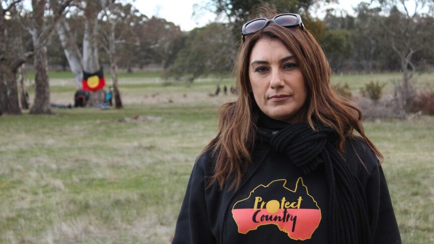 Greens MP Lidia Thorpe at the Western Highway protests