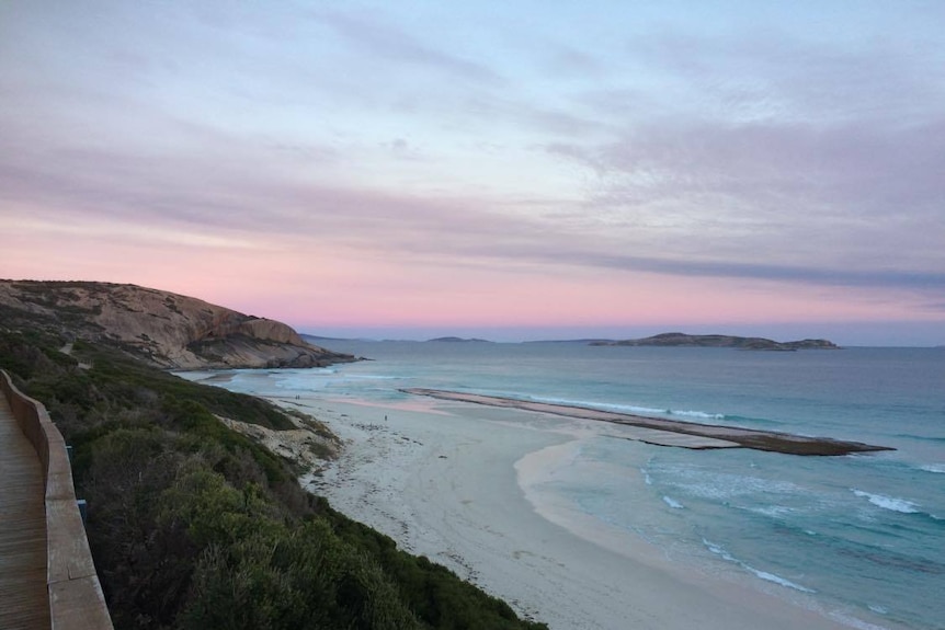 The beach at sunset