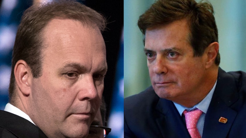 A composite photo of former Donald Trump campaign manager Paul Manafort (R) and associate Rick Gates (L).