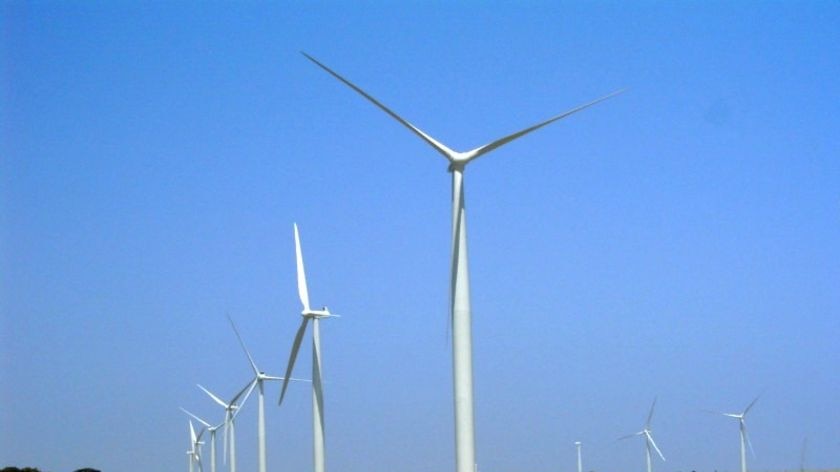 A field of wind turbines.