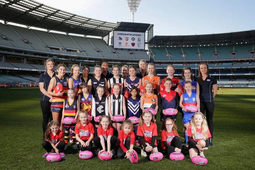 Players and fans of the new Women's National League at the MCG