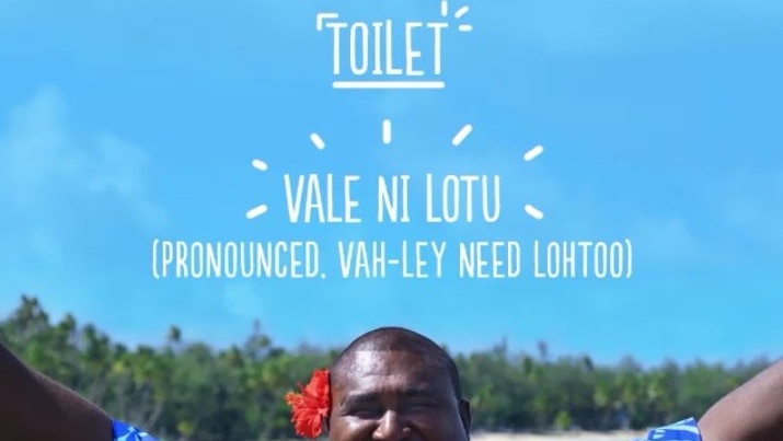 An ad posted on Instagram showing Vale ni lotu translated as toilet.