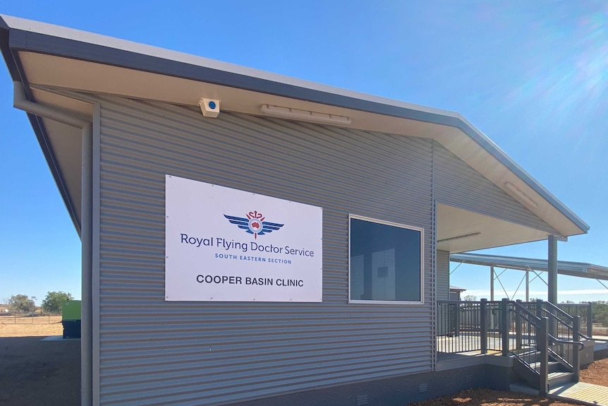 A colourbond building with a sign saying 'cooper basin clinic'