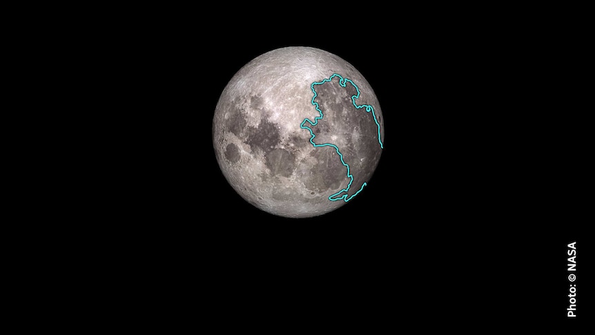 The Ocean of Storms outlined on the moon