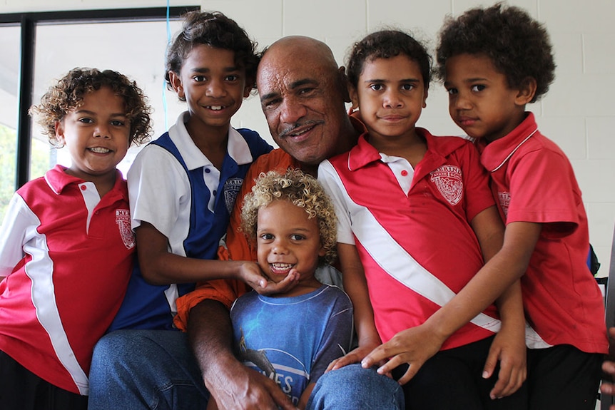 Gaary Prior with two of his children and three grandkids.