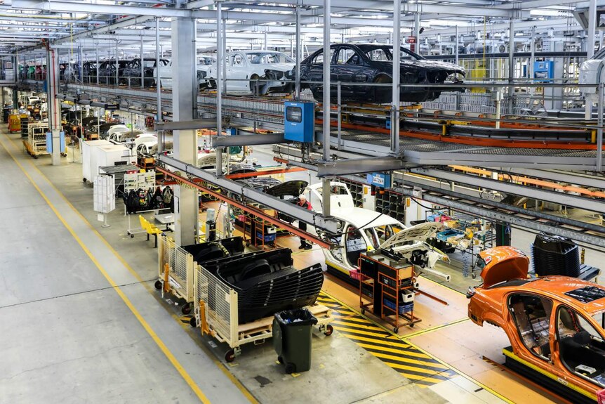 The Holden general assembly line at its soon to be closed Adelaide plant.