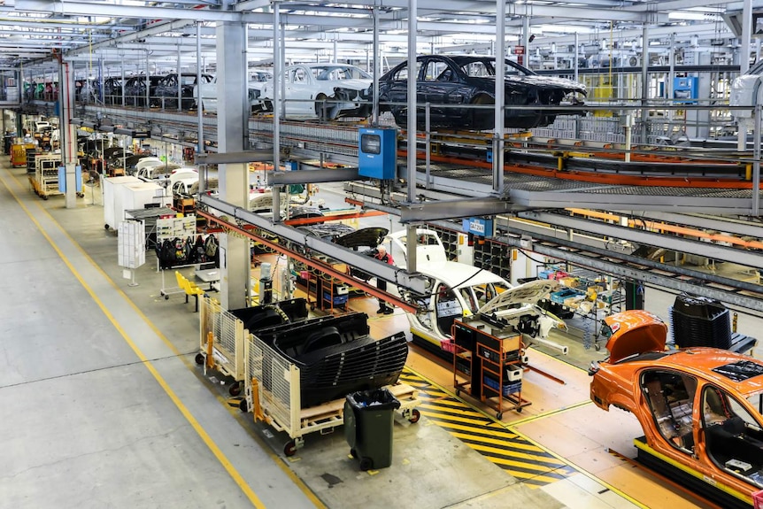 The Holden general assembly line at its soon to be closed Adelaide plant.