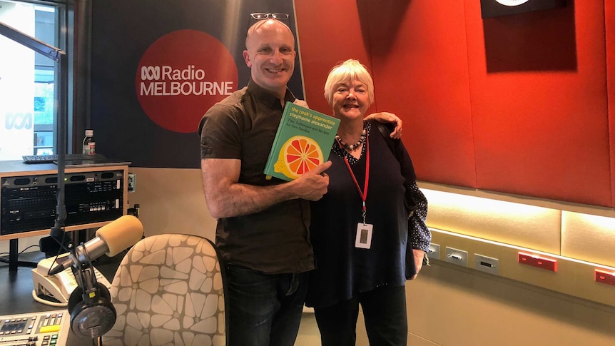 Stephanie Alexander with Raf Epstein at ABC Radio Melbourne studio