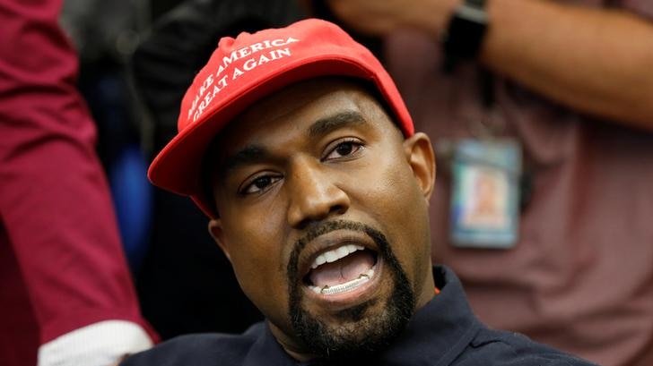 Kanye West speaks passionately wearing a Make America Great Again hat