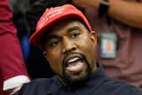 Kanye West speaks passionately wearing a Make America Great Again hat