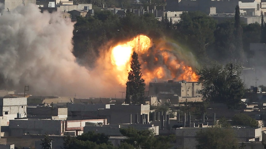 Smoke rises form Kobane after US-led airstrikes