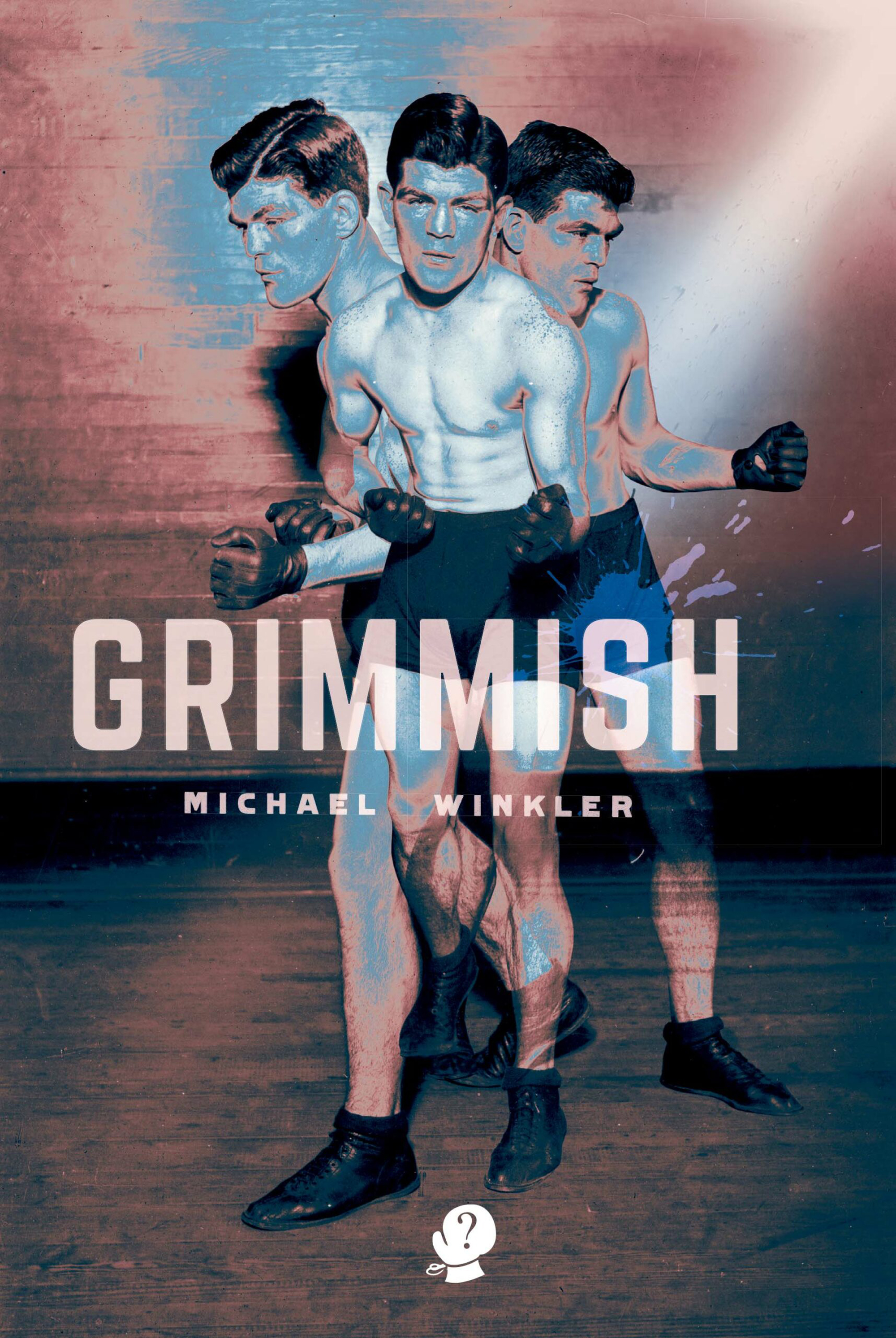 The cover of Grimmish by Michael Winkler featuring a photo collage of a boxer from three angles
