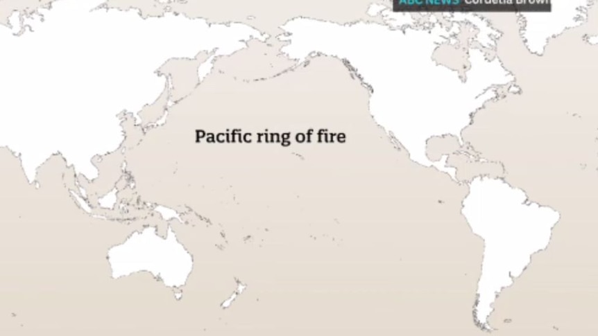 A map of the world depicting the Pacific ring of fire.