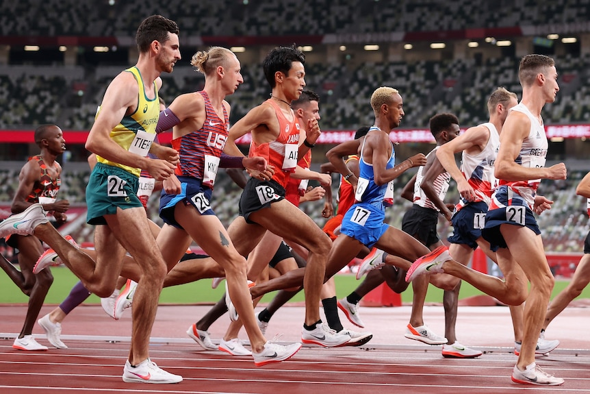 Athletes competing in running event at the Olympic Games