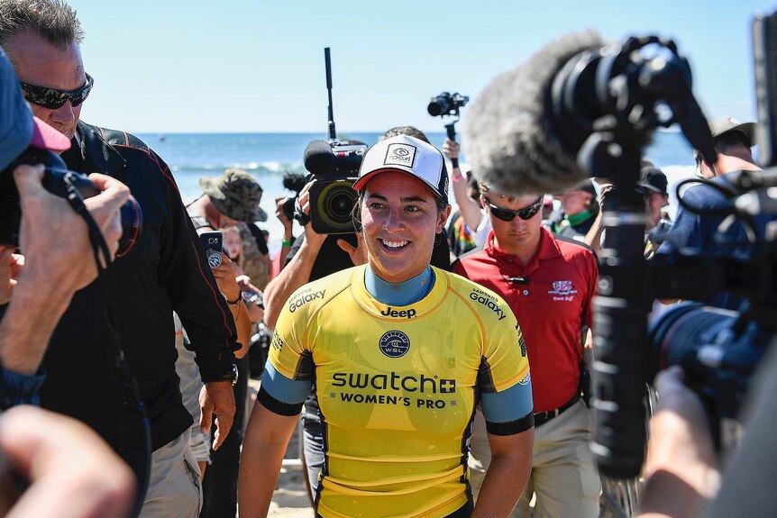 Tyler Wright after winning the World Surf League event in California