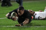 Try time ... Aaron Smith crosses the stripe for the All Blacks