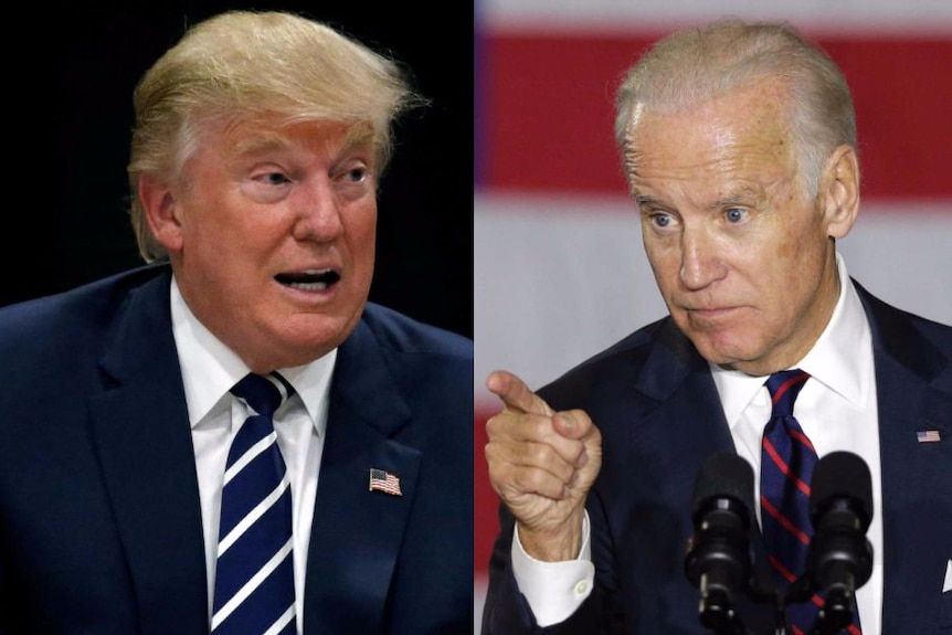 Composite of Joe Biden and Donald Trump.