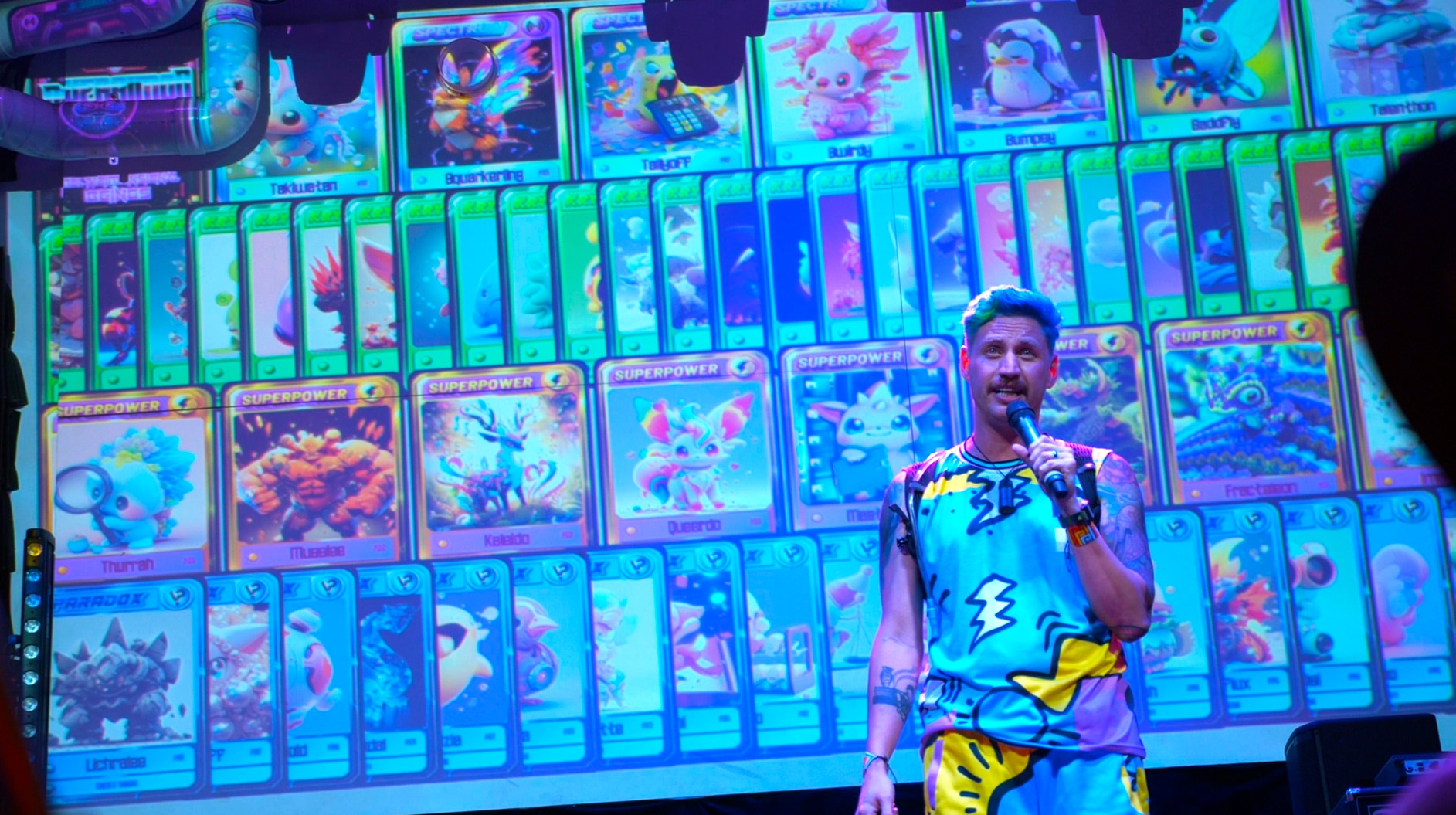 man standing in front of screen