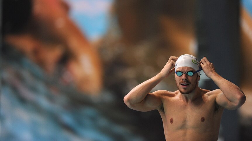 Australia's James Roberts gets ready for the race for gold in the 4 x 100m freestyle relay.