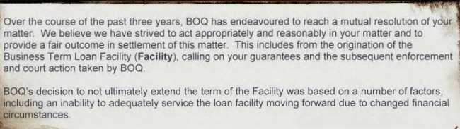A letter from Bank of Queensland