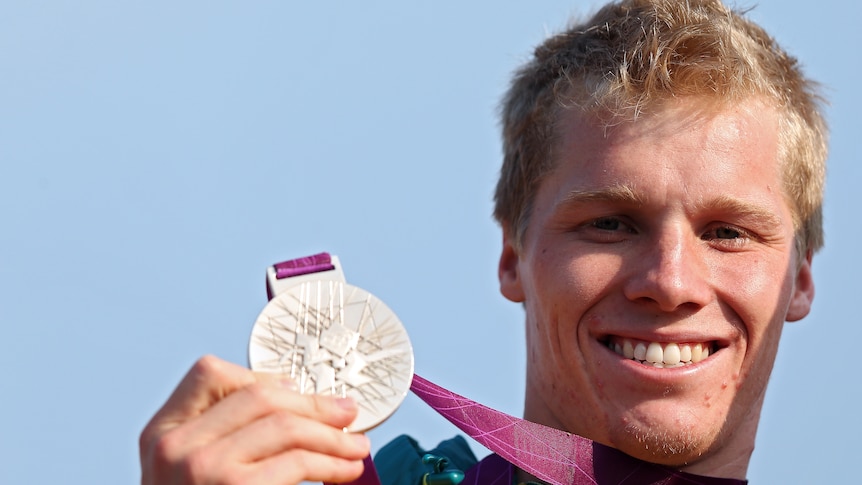 'Stoked' ... Sam Willoughby celebrates on the podium.