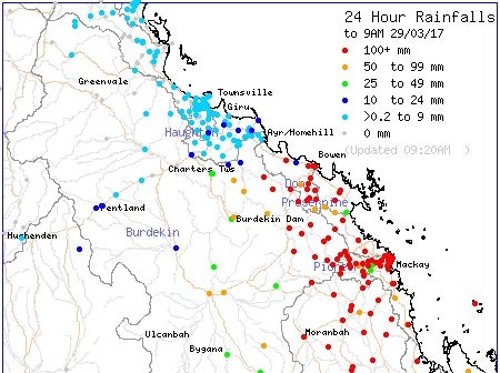 Many communities in central Queensland gauged more than 100mm in 24 hours.