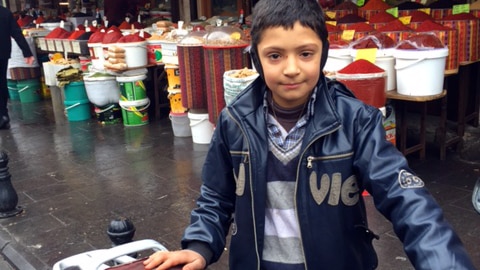 Syrian Mahmoud, a delivery boy in Gaziantep, Turkey