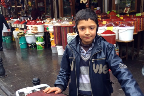 Syrian Mahmoud, a delivery boy in Gaziantep, Turkey