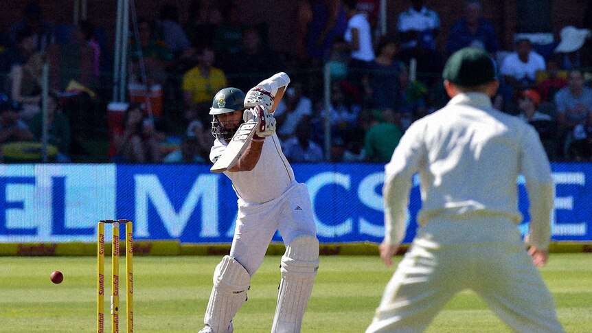 South Africa's Hashim Amla plays a shot during the second Test against Australia at Port Elizabeth.