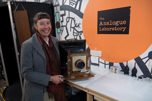Aurelia Carbone with a wet plate collodion camera.