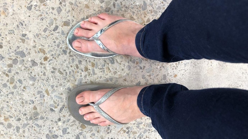 Terri Psiakis' new grey thongs