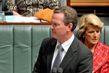 Christopher Pyne frowns as he stands in Parliament