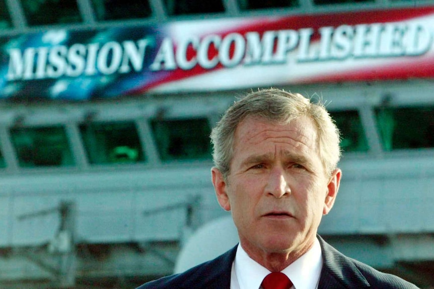 US president George W Bush declares combat operations in Iraq over