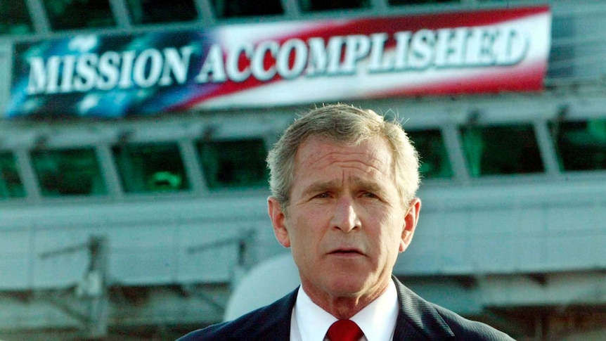 US president George W Bush declares combat operations in Iraq over