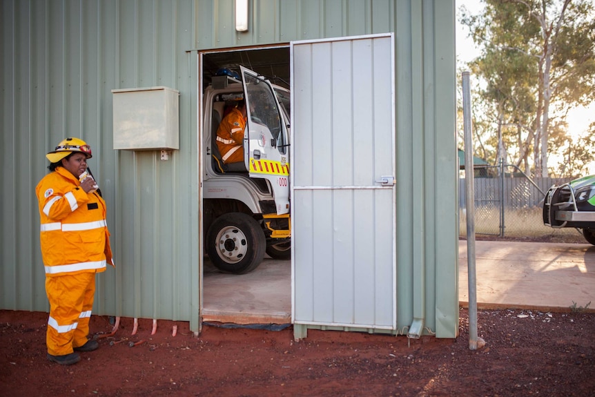 Volunteer firefighters Wade Bloffwitch and Stacey Petterson in Wiluna, WA.