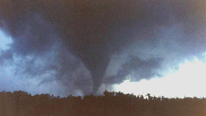 A tornado descending on Bucca, near Bundaberg, in 1992.