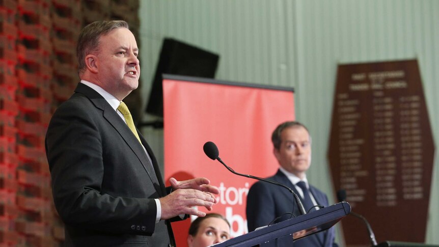 Bill Shorten and Anthony Albanese at Labor leadership debate