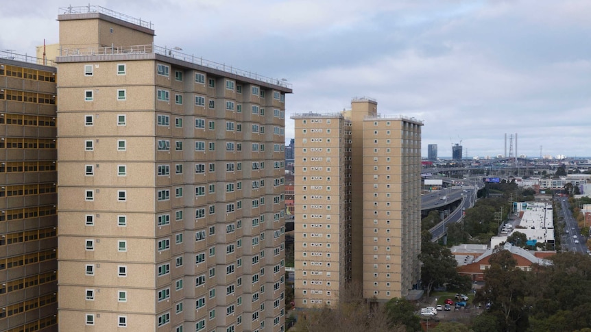 public housing towers can be seen from the aerial view