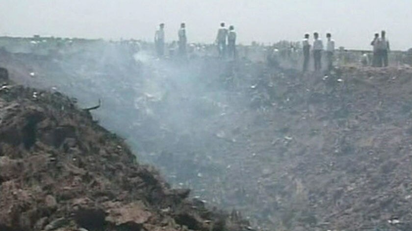 Aftermath of Caspian Airlines place crash in north western Iran.