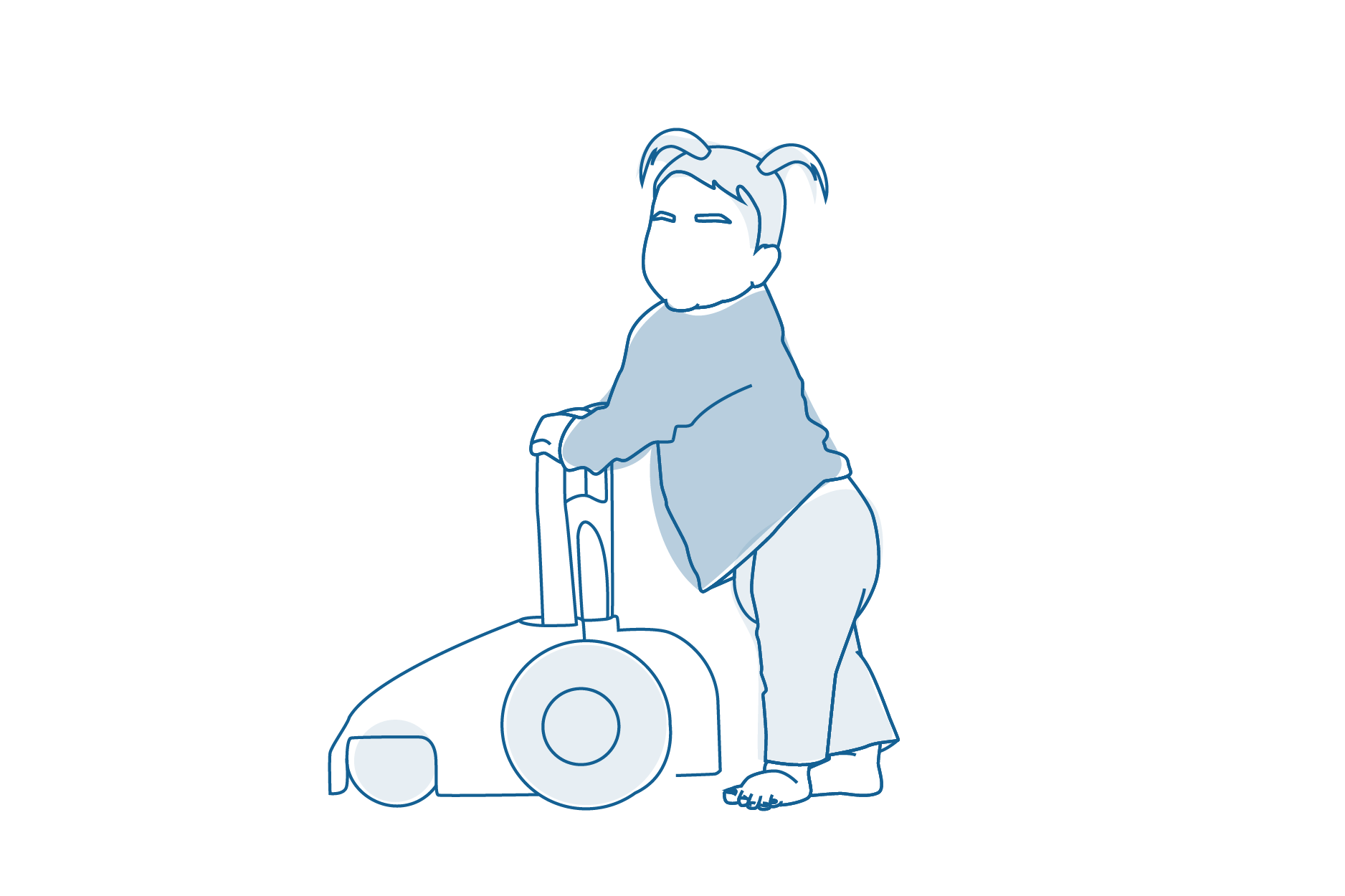 An illustration of a young girl pushing a walker.
