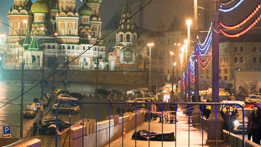 Body of Boris Nemtsov on Moskvoretsky bridge