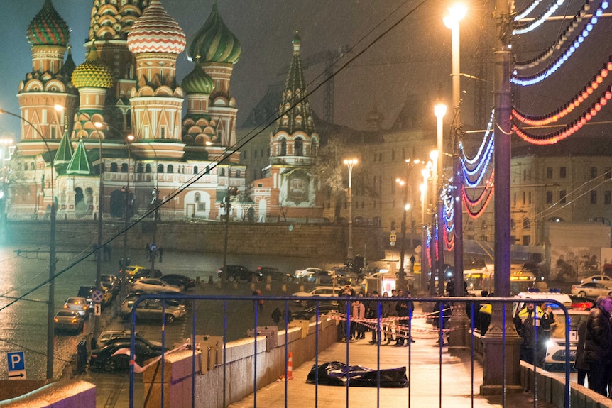 Body of Boris Nemtsov on Moskvoretsky bridge