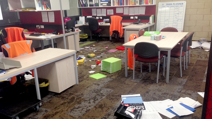 Damage at the Kalgoorlie Boulder Community High School.