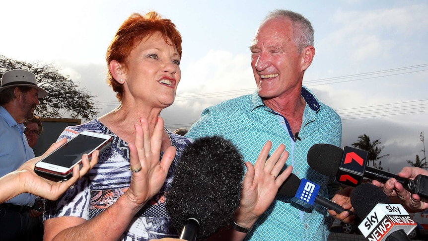 Pauline Hanson and Steve Dickson on the campaign trail