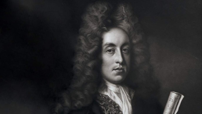 a black and white painted portrait of henry purcell