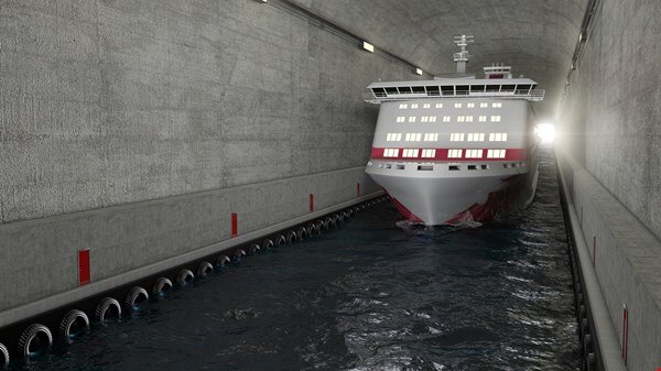 Vessel sailing through the tunnel