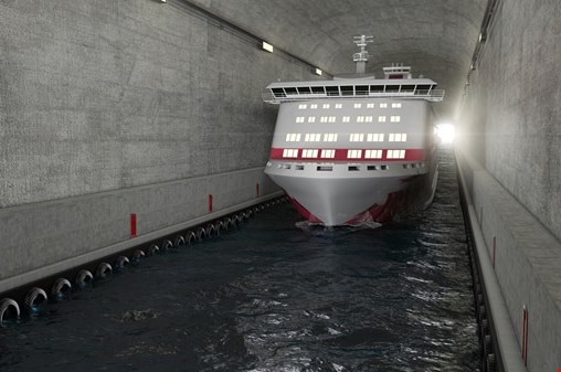 Vessel sailing through the tunnel