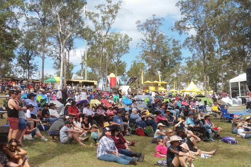 Crowds gathered on the hill at the Muster