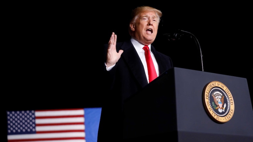 Donald Trump at a rally in Wisconsin