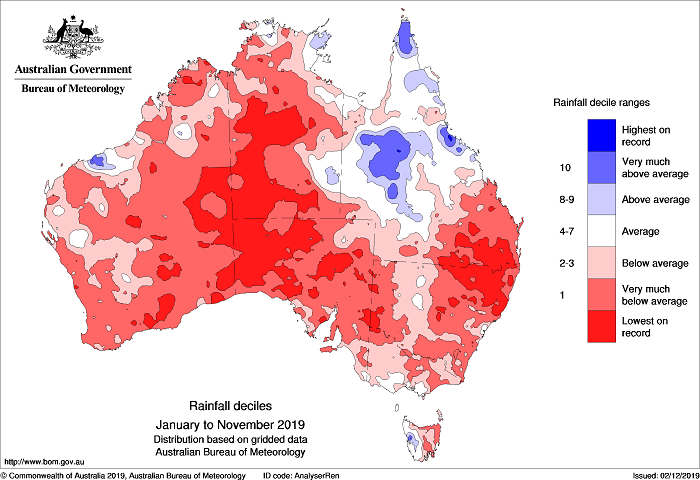 Map of Australia LOTS OF RED!!! little blue patch over Queensland.